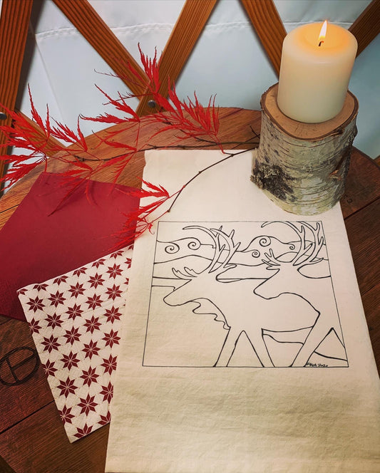 "Nordic Reindeer" Design Tea Towel