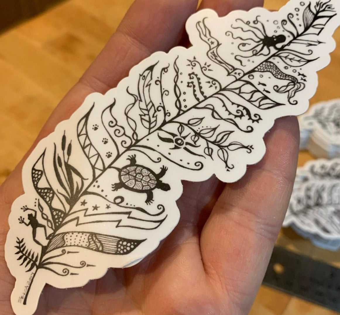 "Wetland & Sea" design vinyl die cut sticker